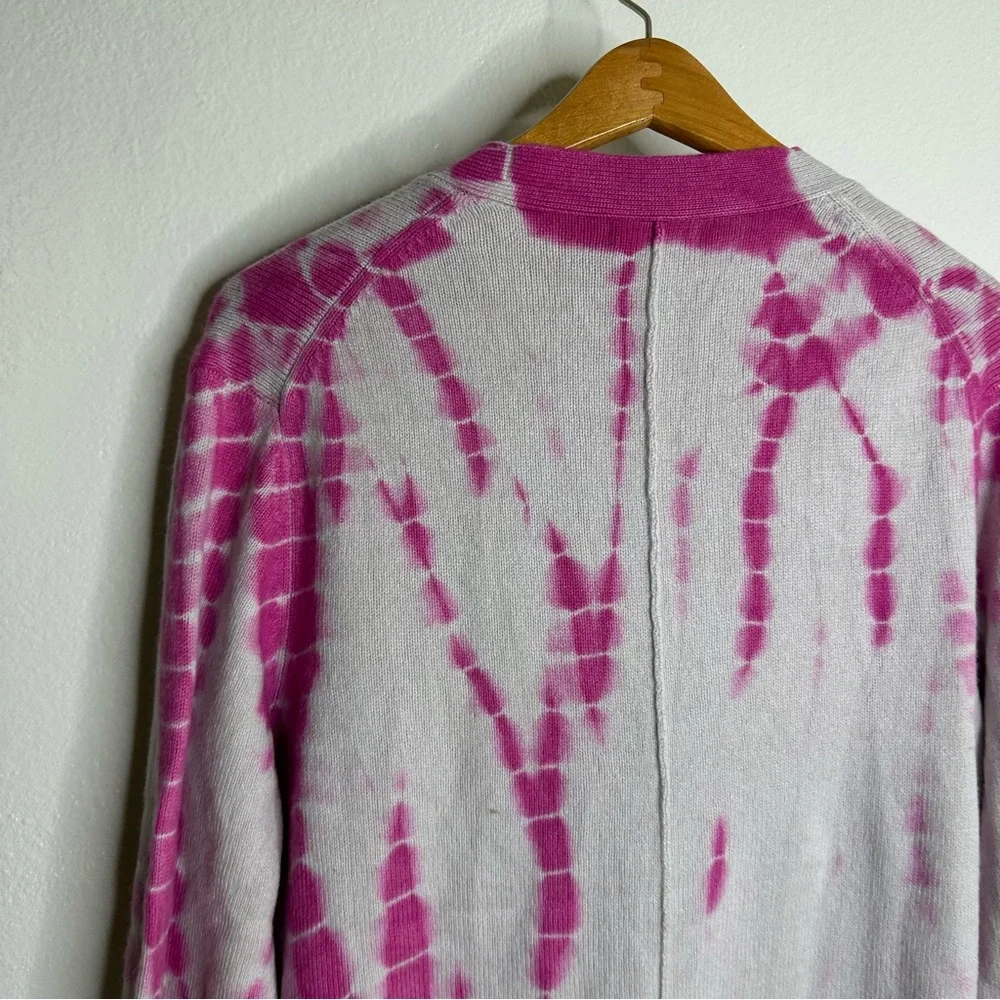 NWT Unsubscribed 100% Cashmere Pink Tie Dye Button Down Boyfriend Cardigan